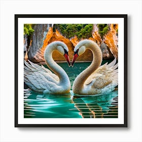 Swans In Love Art Print