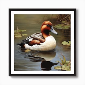 Duck In Water Bird Painting Art Print Art Print