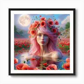 Poppies In The Water Art Print