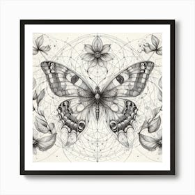 Victorian Diagram Butterfly Illustration III Art Print