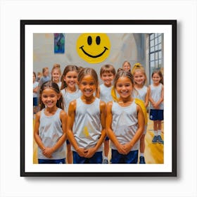 Photo Medium Shot Smiley Kids In School Gym 1 Art Print