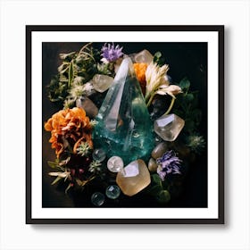 Flowers And Crystals 2 Art Print