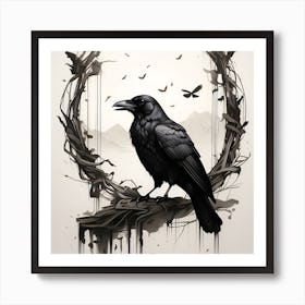 Cute crow animal Art Print