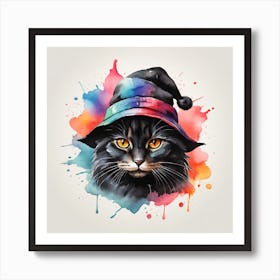 Black Cat In A Hat Art Print