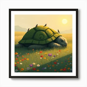 Fantasy Meadow With A Giant, Sleeping Creature Art Print