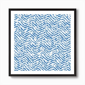 Marks Texture Blue Square Art Print