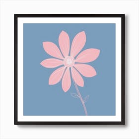 A White And Pink Flower In Minimalist Style Square Composition 243 Affiche