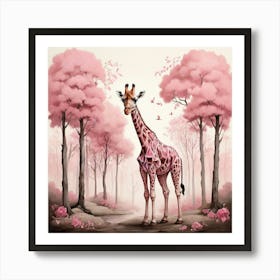 Pink Giraffe 1 Art Print