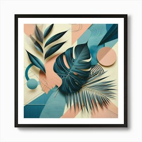 Aesthetic style, Abstraction with tropical leaf 6 Art Print