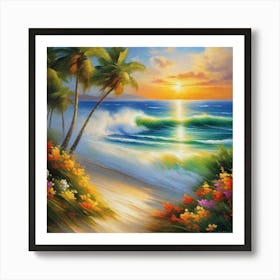 Sunset At The Beach 72 Art Print