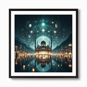 Muslim City At Night 1 Art Print