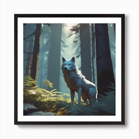 Wolf In The Woods 72 Art Print