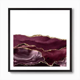 Burgundy & Gold Agate Texture 25 Art Print