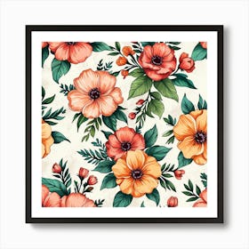 Seamless Floral Pattern 7 Art Print