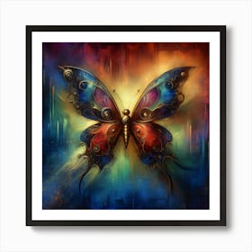 Colourful Steampunk Butterfly Art Print