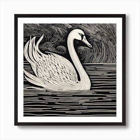 Swan in black and white Art Print