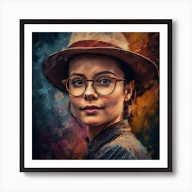 Portrait Of A Woman With Glasses 1 Art Print