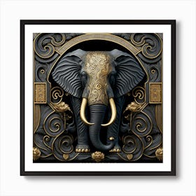 Elephant In Gold Art Print