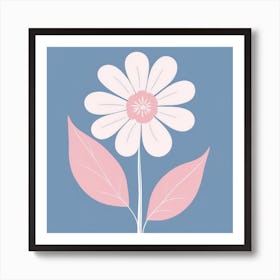 A White And Pink Flower In Minimalist Style Square Composition 546 Art Print