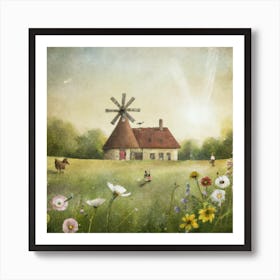 A Wild Woodland Garden With Wild Flowers Sunlig(3) Art Print