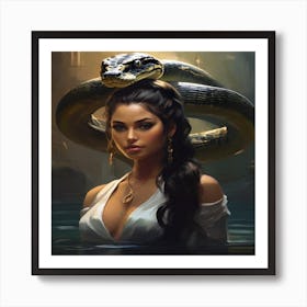 Woman With A Snake On Her Head Art Print