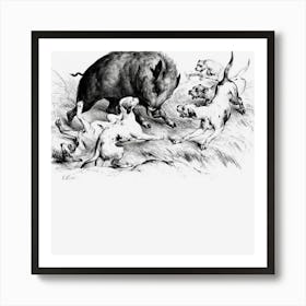 Wild Boar Hunter Pig Hog Hunting Art Print