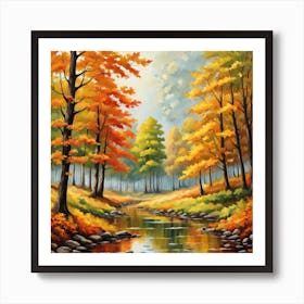 Forest In Autumn In Minimalist Style Square Composition 12 Art Print