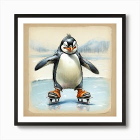 Penguin Skating 1 Art Print