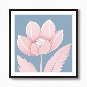 A White And Pink Flower In Minimalist Style Square Composition 489 Art Print