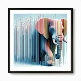 Elephant On A Barcode Background Art Print