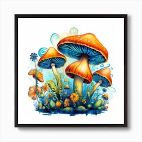 Mushrooms And Flowers 22 Art Print