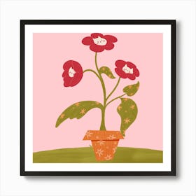 Flower Pot - Cats in Flowers - Floral Cat Art 1 Art Print