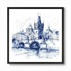 A Prague With Charles Bridge Hand Drawn Sketch I 1720467835 1 Art Print