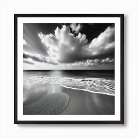 Black And White Beach 3 Art Print