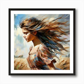 Girl In The Wind Art Print