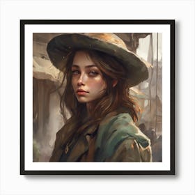 Portrait Of A Girl In A Hat Art Print