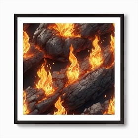 Fire On The Rocks Art Print