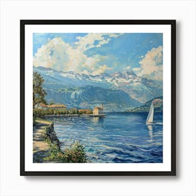 Sailboat On Lake Lucerne Art Print