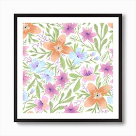 Watercolor Floral Pattern Art Print