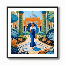 Jardin Majorelle Morocco Modern Blue Illustration 5 Art Print 60744 Art Print