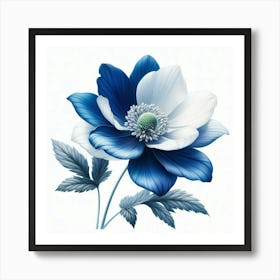 Blue Anemone Flower Art Print