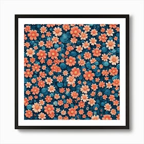 Daisies On A Blue Background Art Print