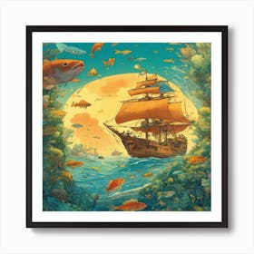 Mermaid In The Sea Art Print