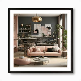 Pink Living Room Art Print