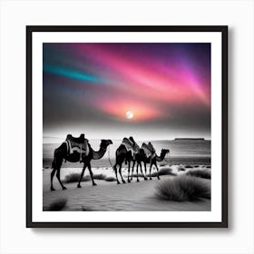 Camels In The Desert 2 Art Print