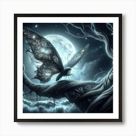 Butterfly In The Moonlight 5 Art Print