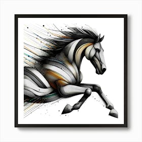 Horse - Abstract Line Art Illustration 289 Art Print