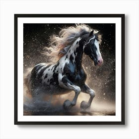 Horse Running In Water 5 Art Print