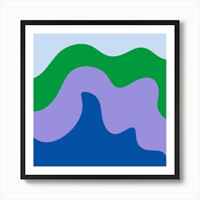 Abstract modern shapes blue, violet, green Art Print