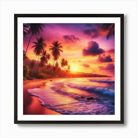 Sunset On The Beach 3 Art Print